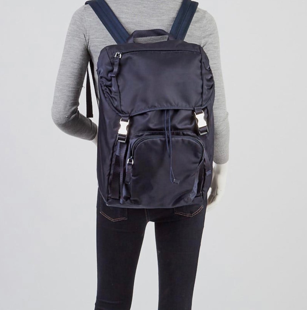 Prada Navy Blue Nylon Backpack Bag, Luxury, Bags & Wallets on Carousell