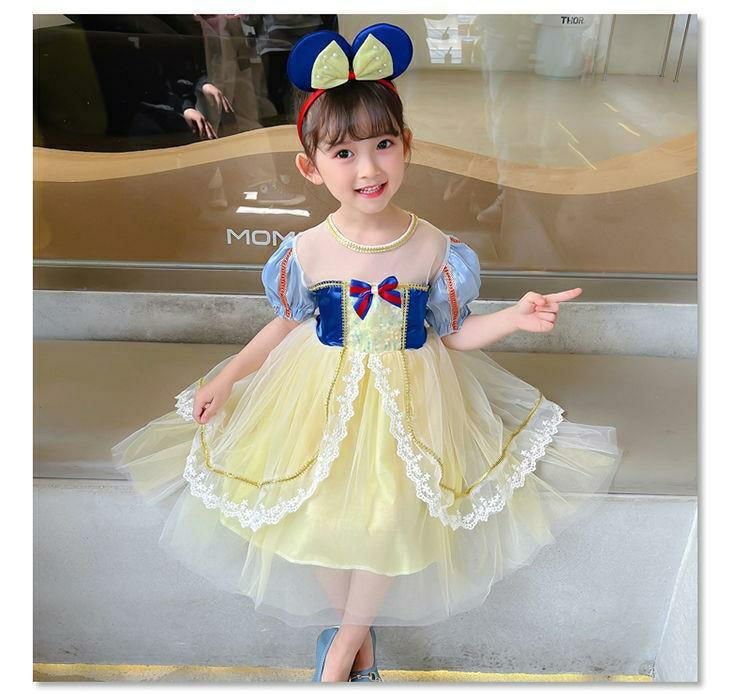 Instock Princess snow white party dress with matching headband