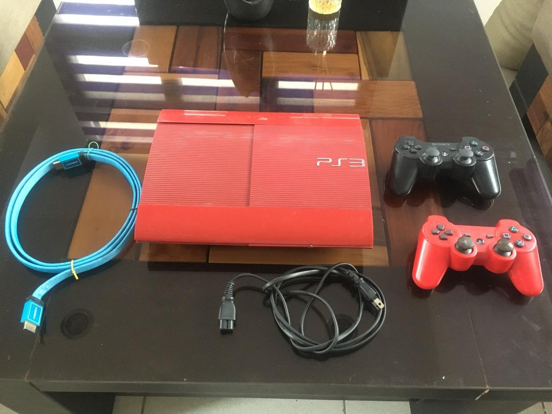PS3 superslim jailbreak 500gb red, Video Gaming, Video Game Consoles