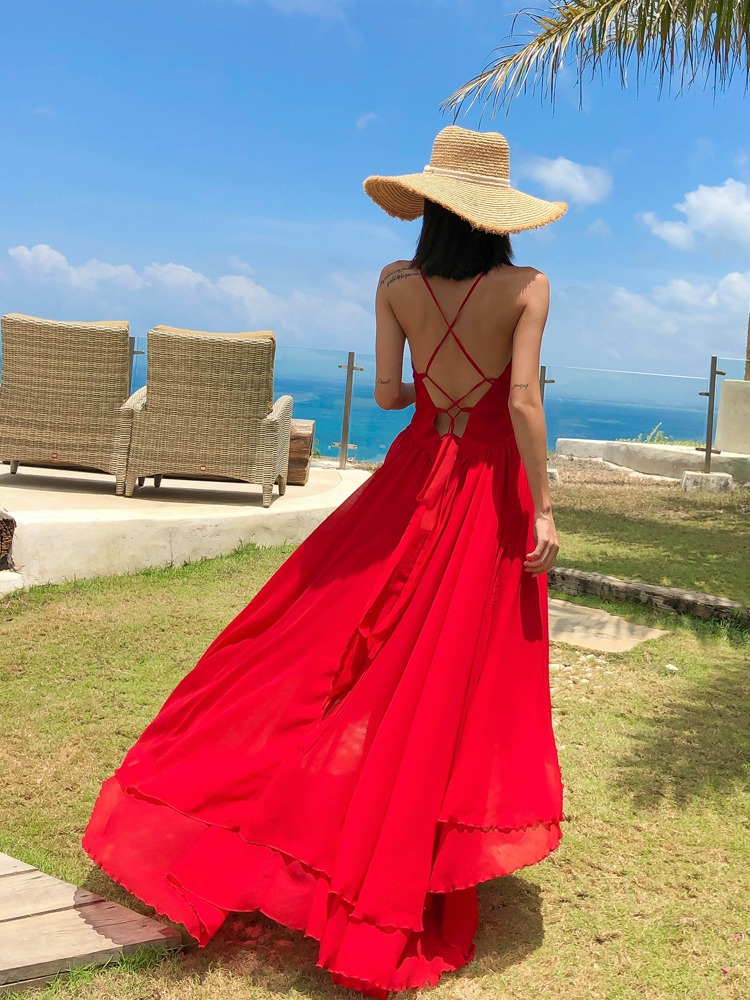Red beach on sale dress maxi