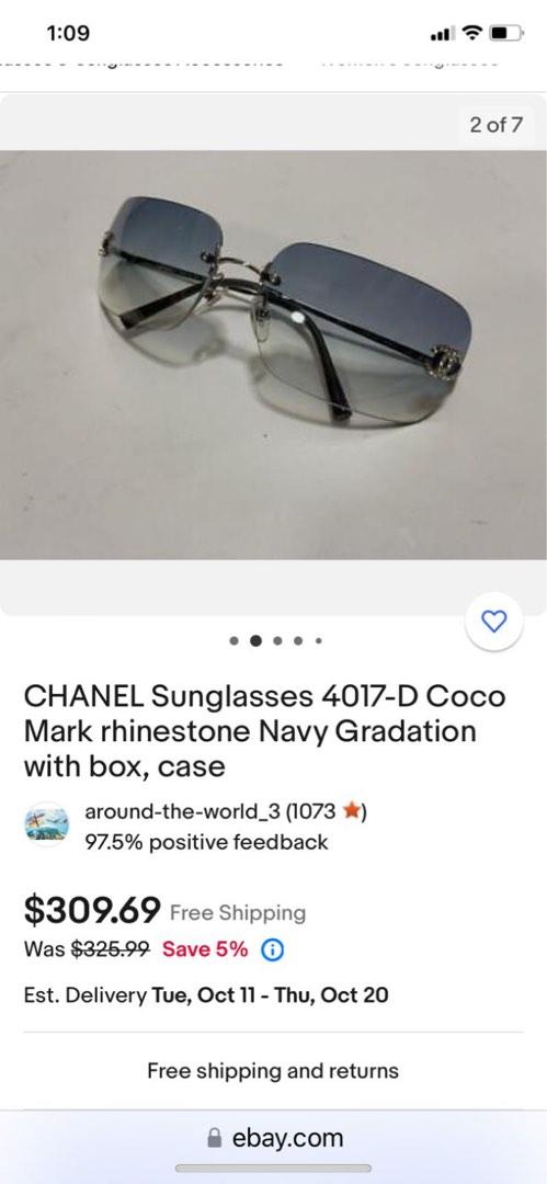 Chanel sunglasses Cocomark rhinestone 4017-D purple with case used