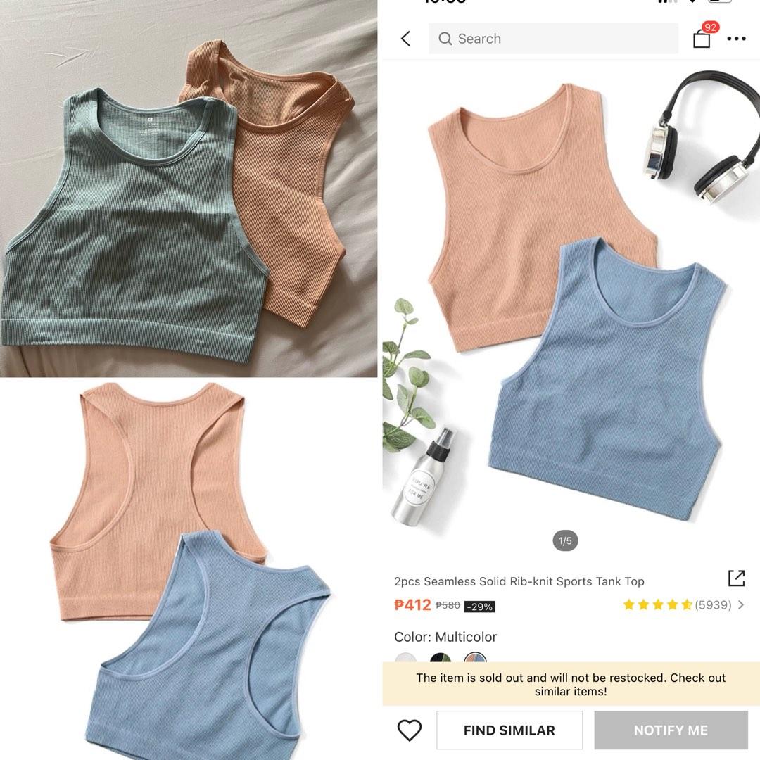 SHEIN EZwear Two Tone Cut Out Front Crop Tank Top, Women's Fashion, Tops,  Sleeveless on Carousell