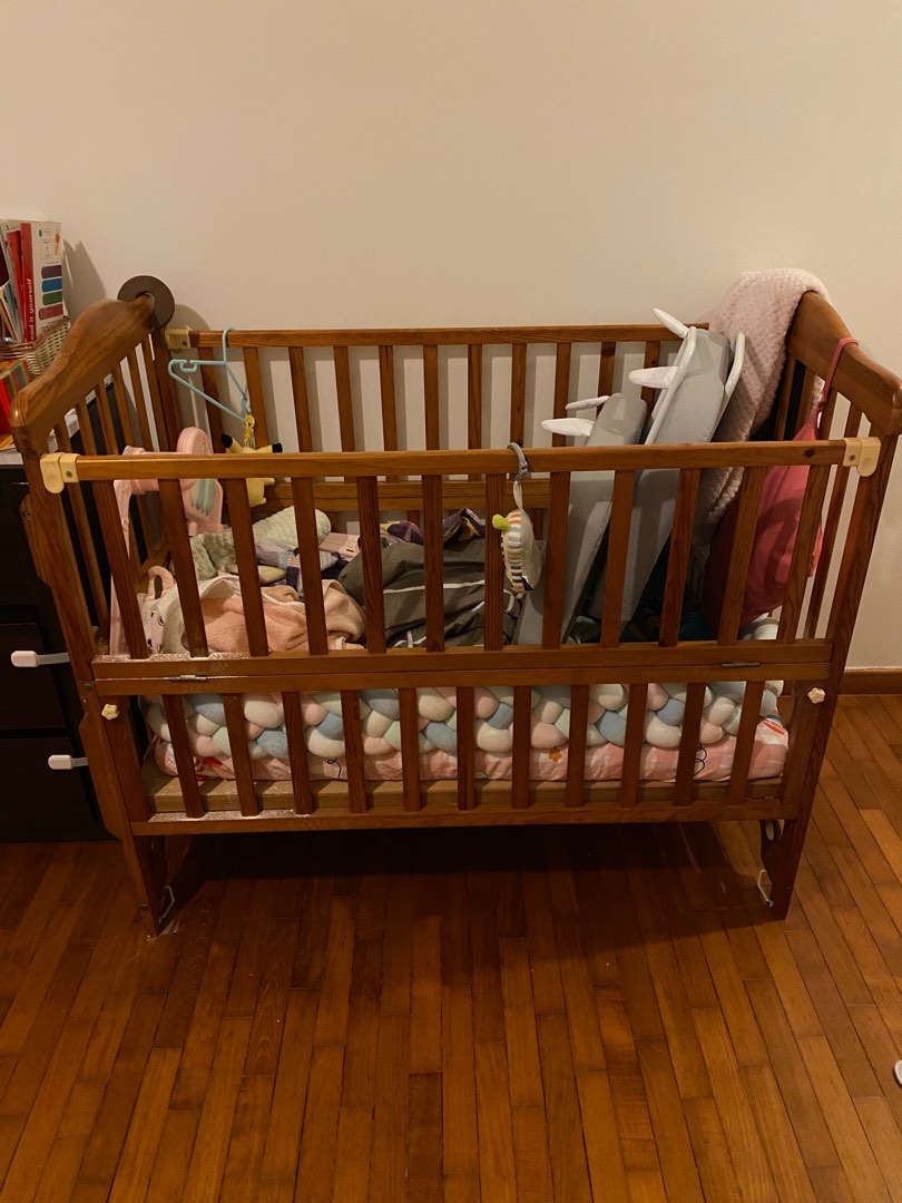 Teak wood solid baby and toddler cot ( negotiable), Babies & Kids, Baby