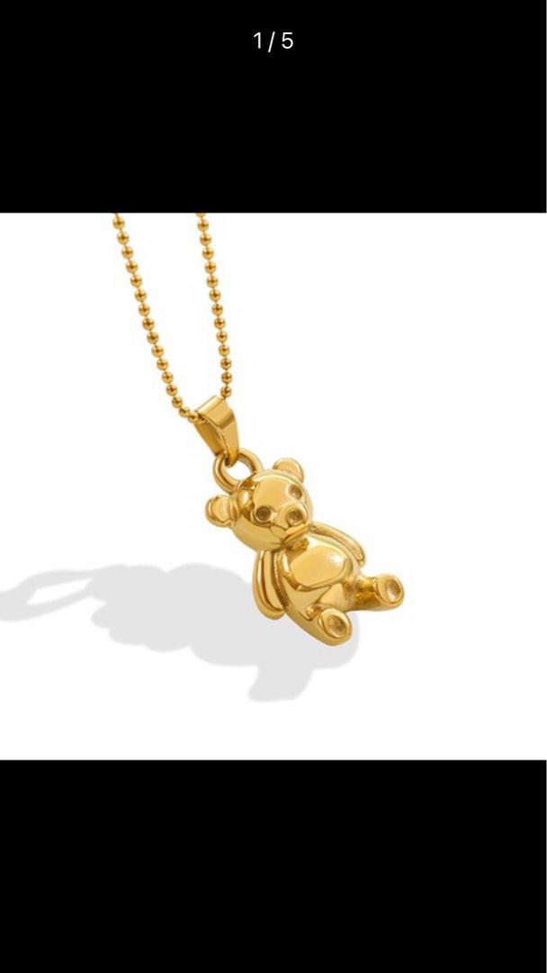 Gold teddy 2024 bear necklace