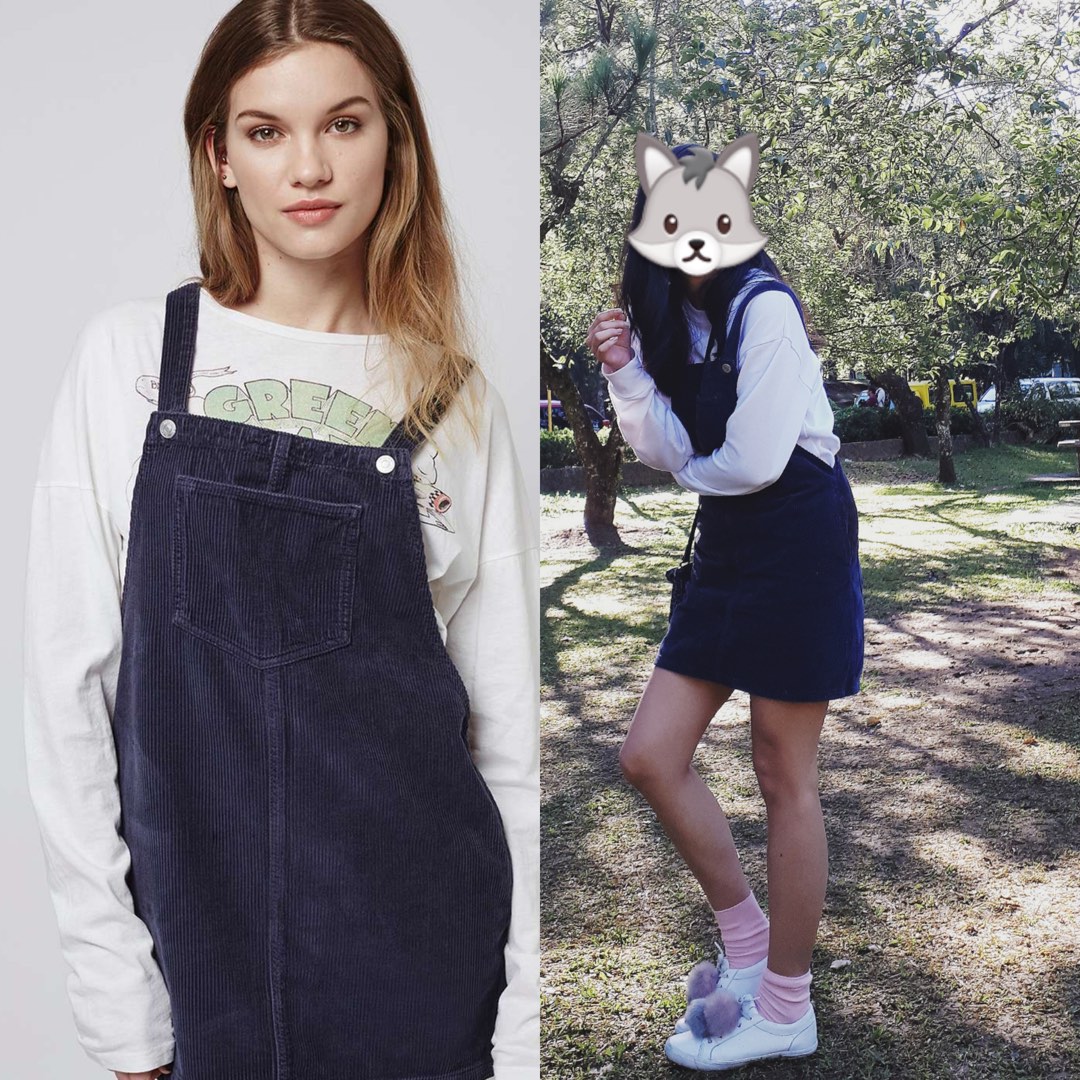 Topshop blue hot sale pinafore dress