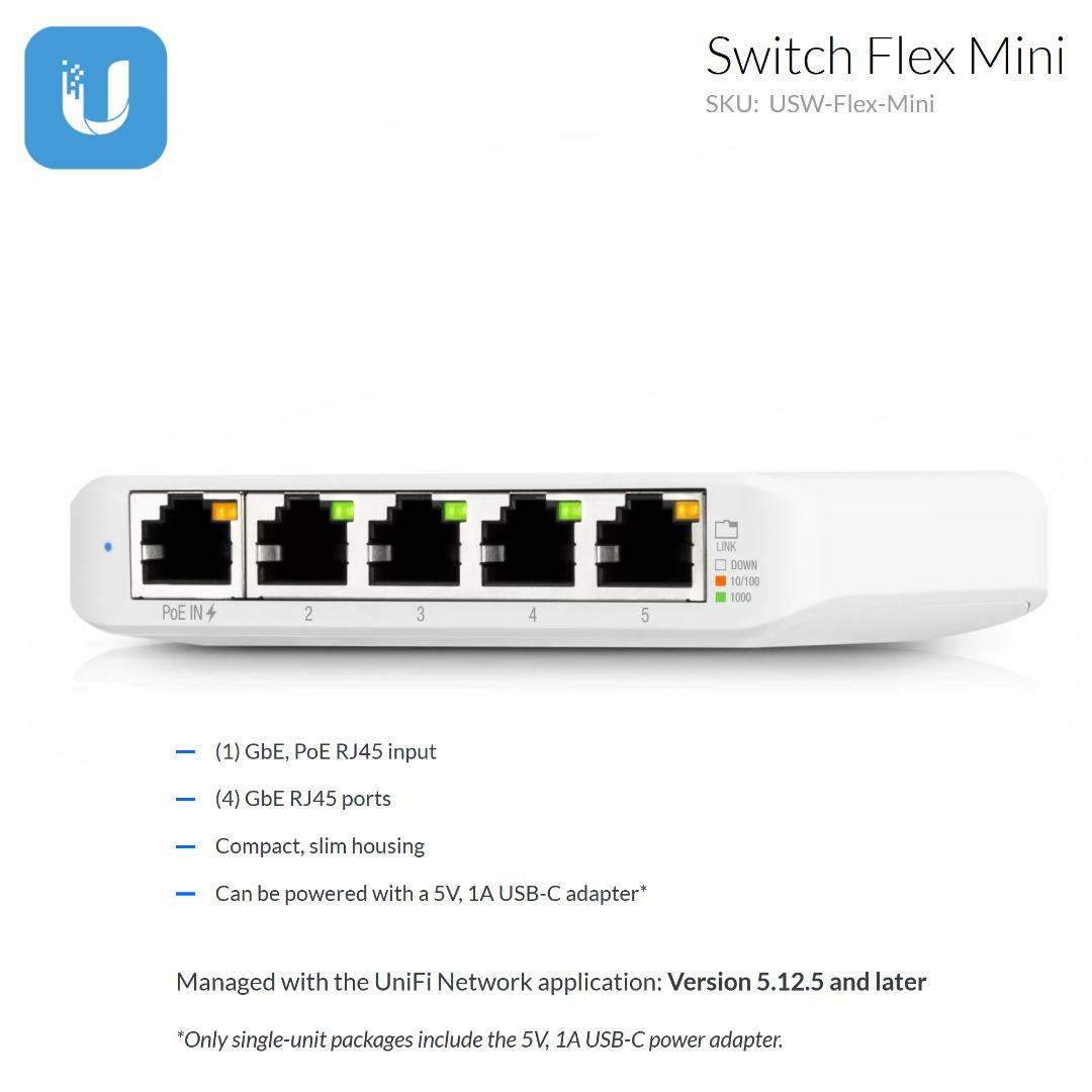 Ubiquiti Networks USW Flex Mini 5 Port Gigabit Switch - Micro Center