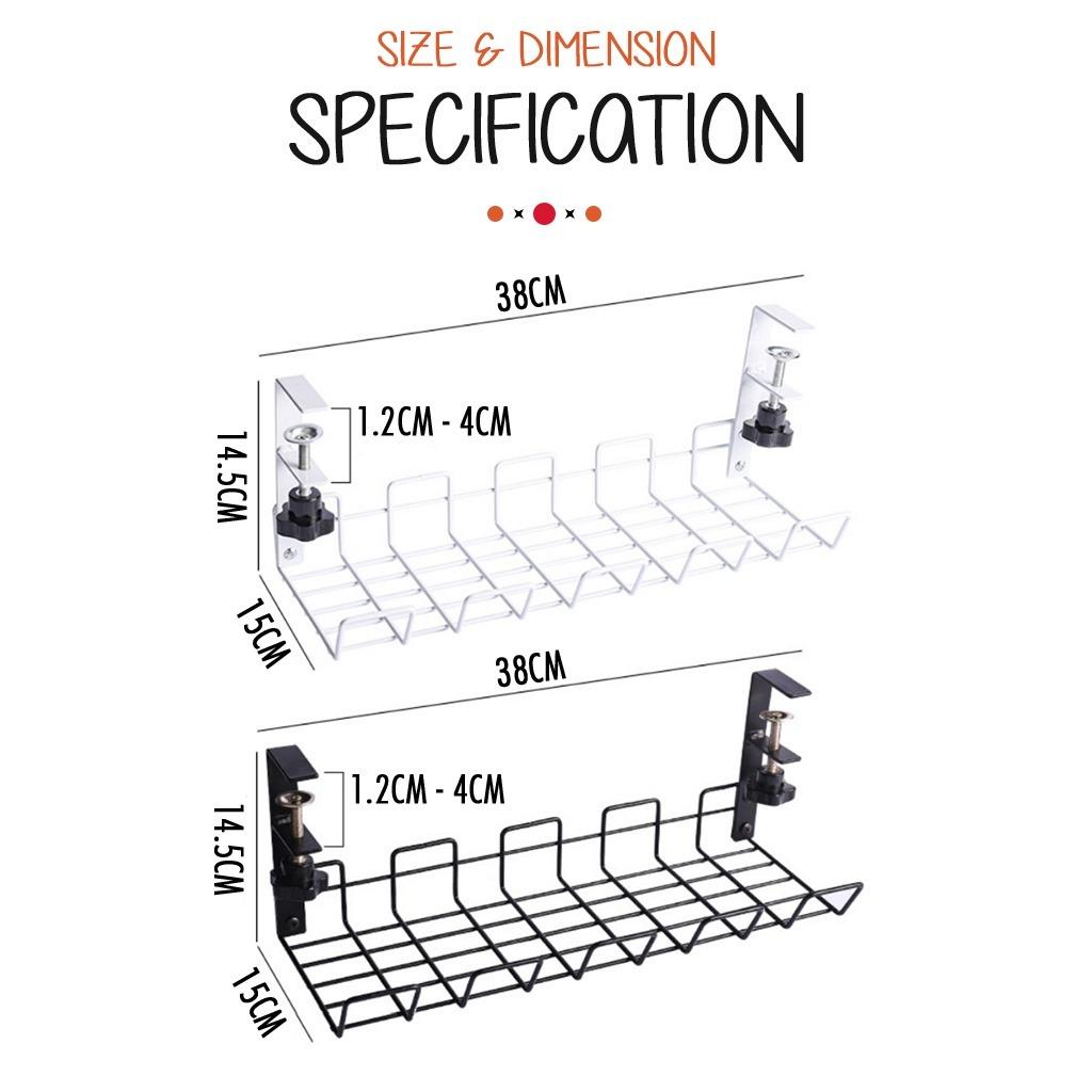 Under Desk Cable Organizer No Drill Table Wire Management Storage