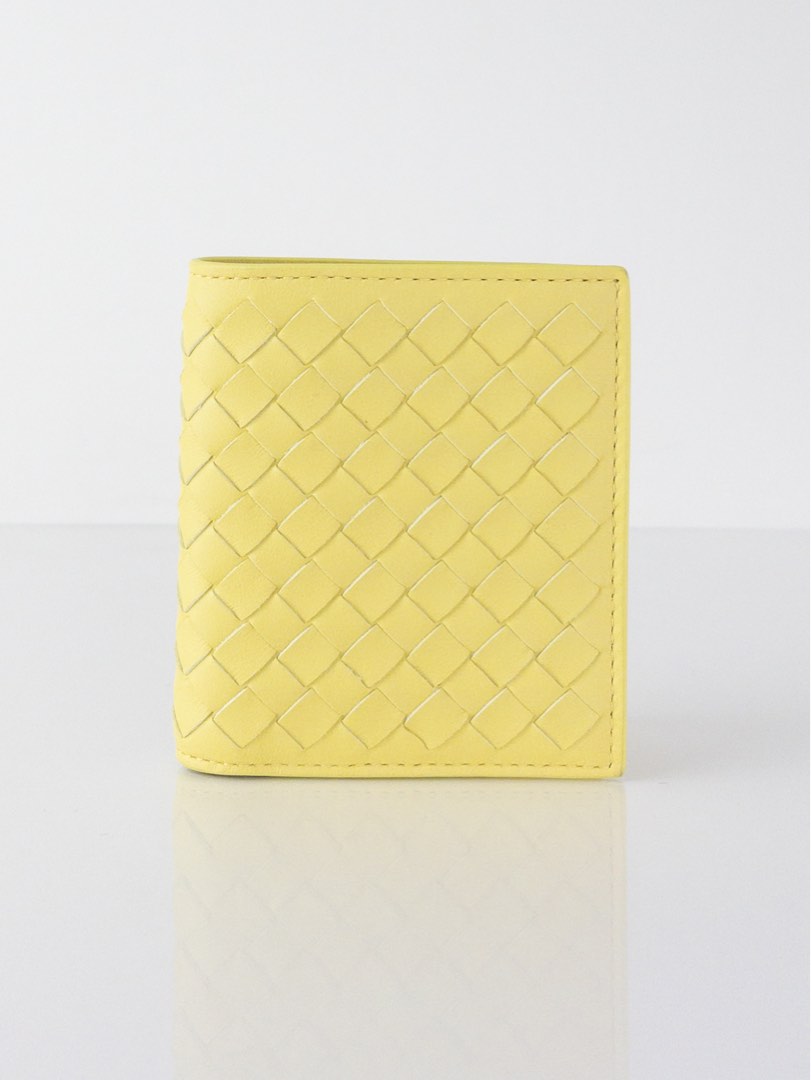 USED BOTTEGA TRIFOLD ZIP COIN WALLET (YELLOW), Men's Fashion