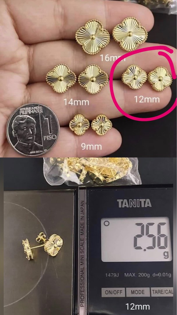 VCA inspired clover earrings 18k Gold, Women's Fashion, Jewelry