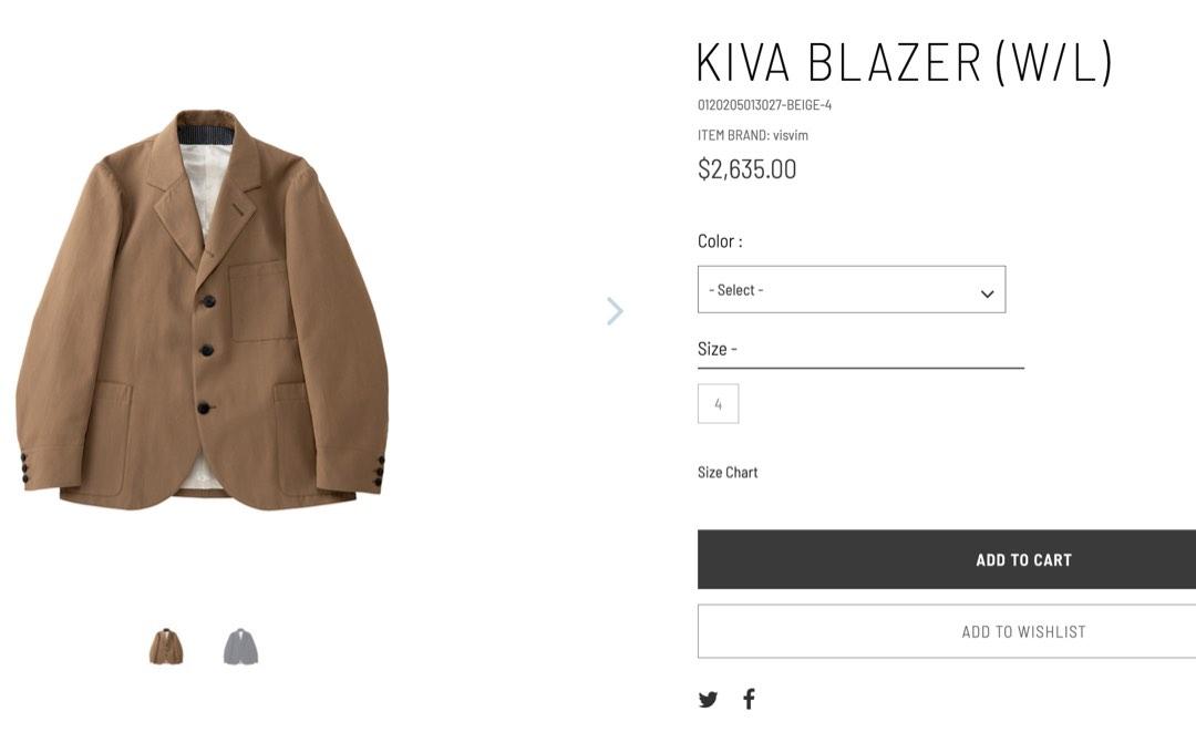 清貨Visvim 20aw Kiva Blazer (W/L), 男裝, 外套及戶外衣服- Carousell