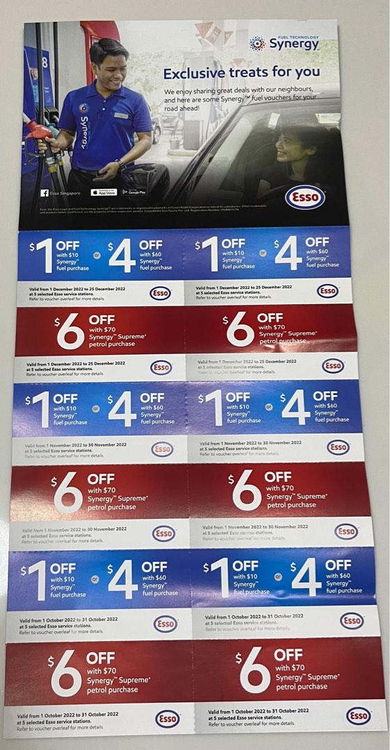 Vouchers Esso Fuel 2 per entire sheet, Tickets & Vouchers, Vouchers on