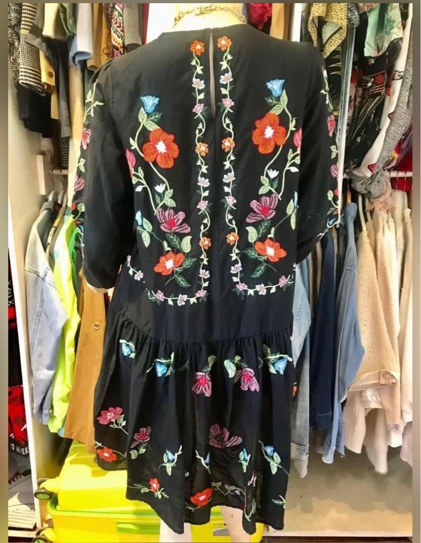 ZARA FLORAL EMBROIDERED DRESS, Women's Fashion, Dresses & Sets, Dresses