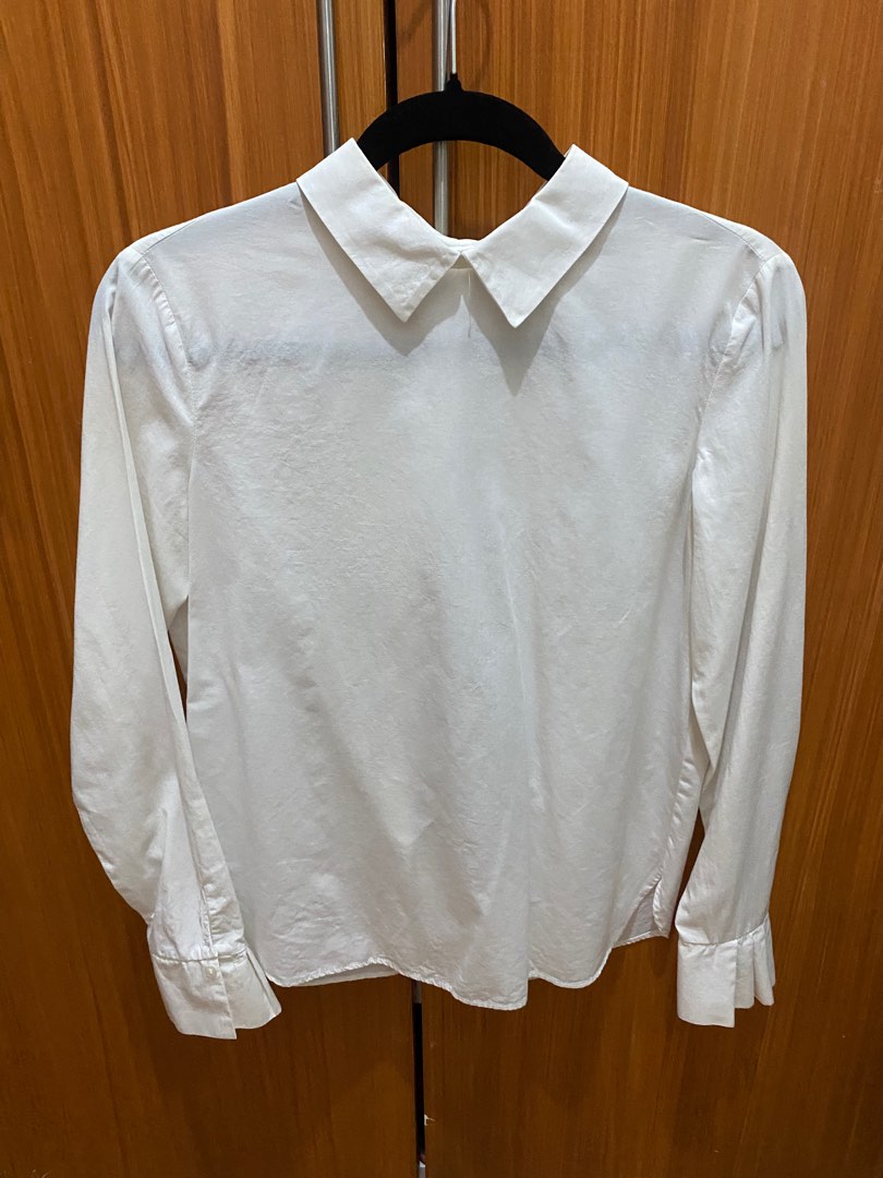 Zara white collared shirt, Women's Fashion, Tops, Blouses on Carousell