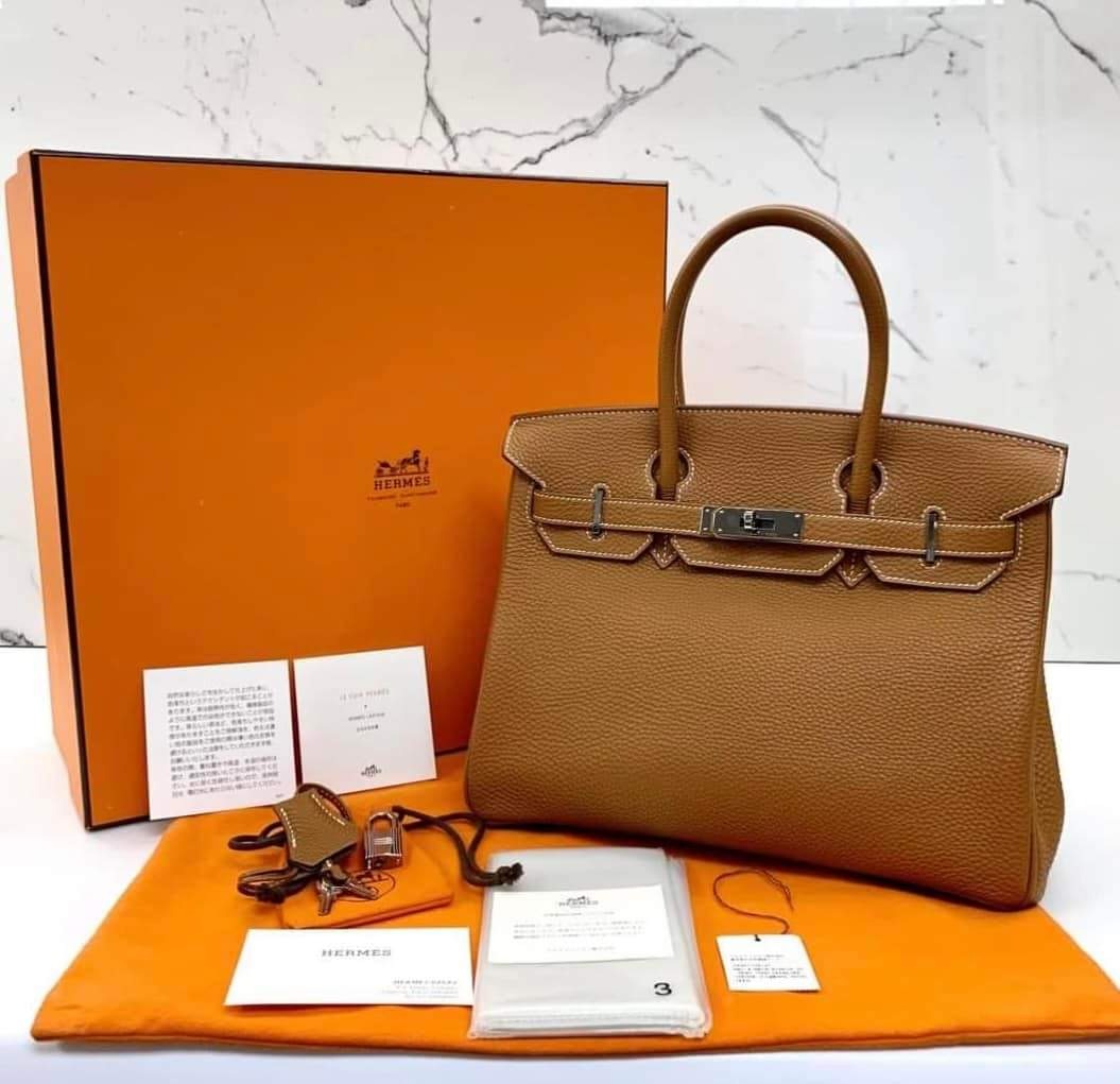 100 Authentic Hermes Birkin 30 Gold Togo PHW Stamp J Condition 9/10