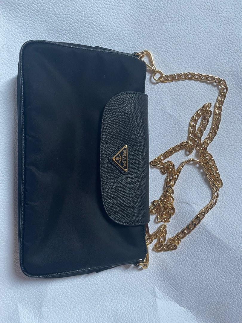 Prada Chain Crossbody Bag Tessuto and Saffiano Leather Small