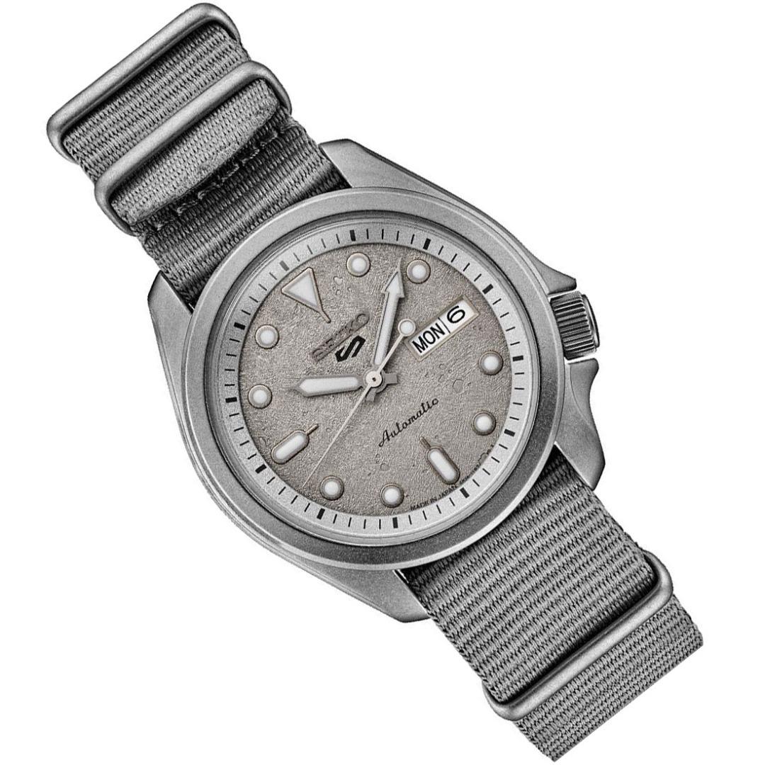 100 Authentic Seiko 5 Sports Cement Mechanical Grey Nylon Band Watch