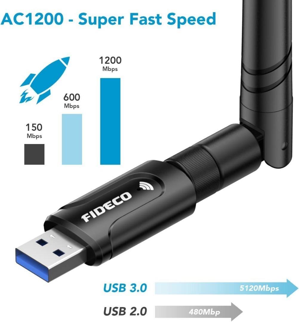 ElecMoga USB WLAN Stick Für PC, 1300Mbps USB 3.0 WiFi Adapter Mit 2 X 5dBi WLAN Antenne, 2.4GHz - View #3