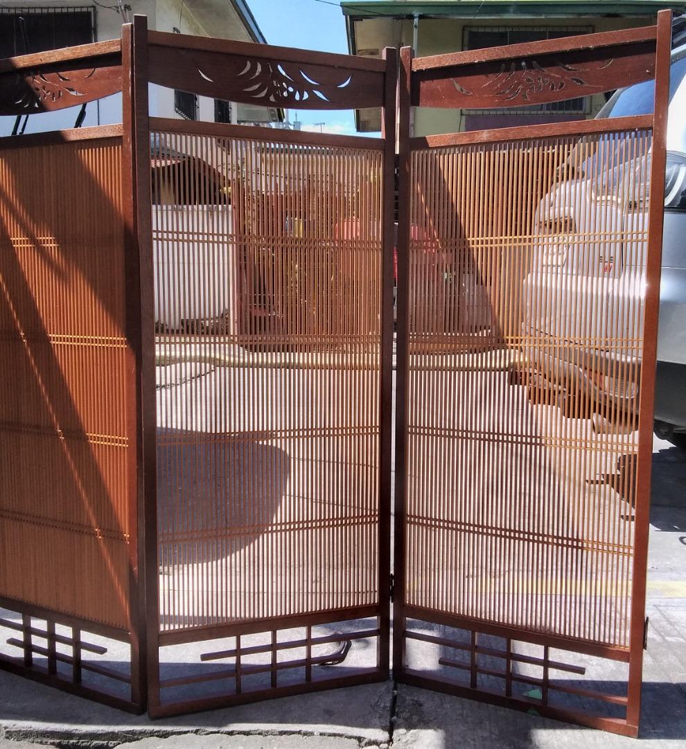 2pcs 2Panel Vintage Japanese Wooden Screen Room Divider Display Background Asian Interior