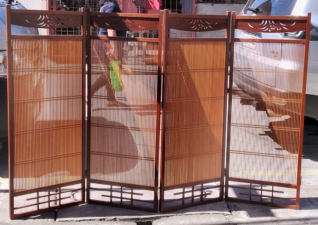 2pcs 2Panel Vintage Japanese Wooden Screen Room Divider Display Background Asian Interior