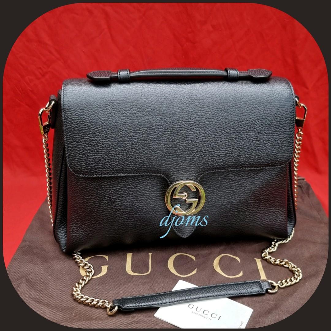 Gucci Interlocking Top Handle Bag (Outlet) Leather Medium - ShopStyle