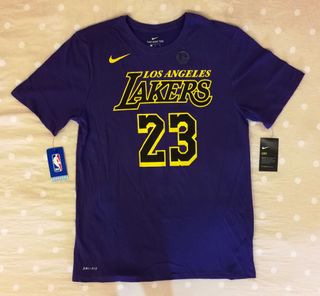 全新現貨) Nike NBA 洛杉磯湖人LeBron James 18/19 城市版背號短T, 他