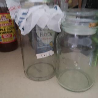 2 Air tight glass jars