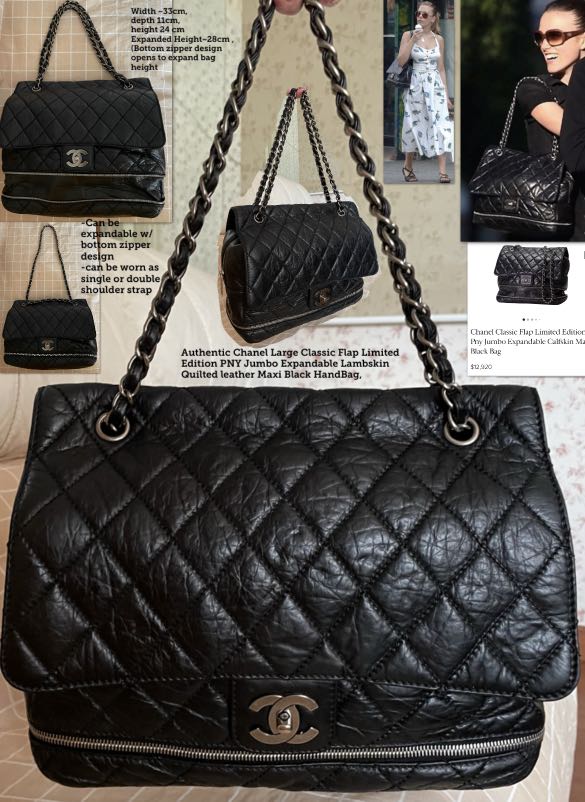 Authentic Chanel Large Classic Flap Limited Edition PNY Jumbo Expandable  Lambskin Quilted leather Maxi Black HandBag, Luxury, Bags & Wallets on  Carousell