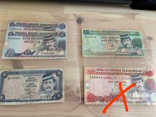 Brunei $1, $5&$10 Old Notes