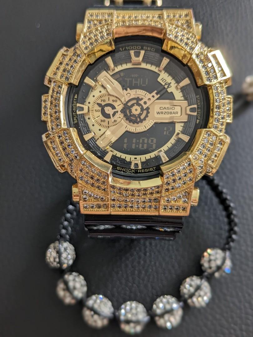 CASIO G Shock Watch Iced Out Bezel Stored In Vault