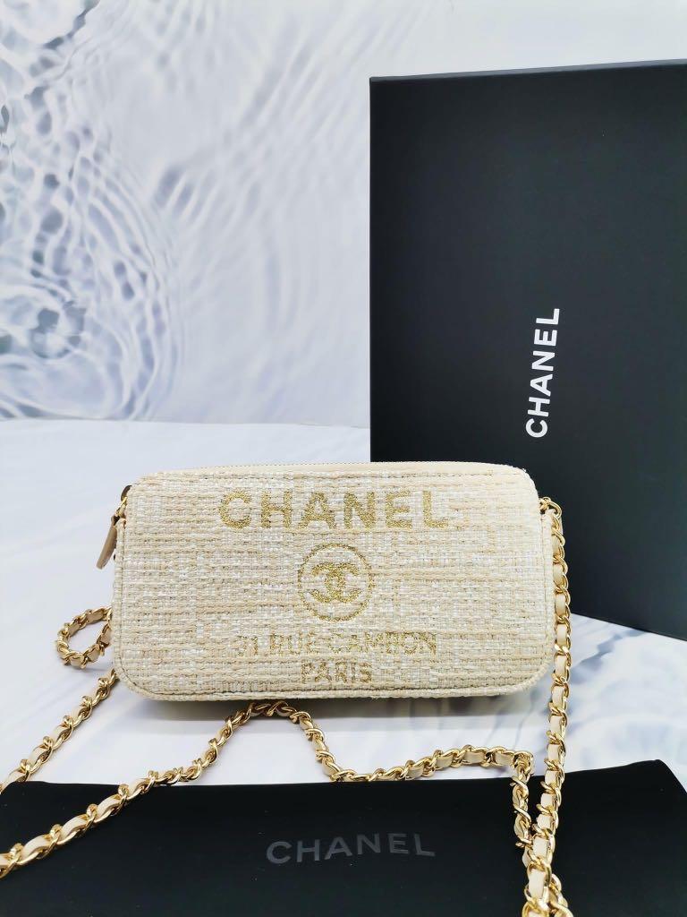 CHANEL DEAUVILLE DOUBLE ZIP CLUTCH CHAIN BAG, Luxury, Bags & Wallets on  Carousell