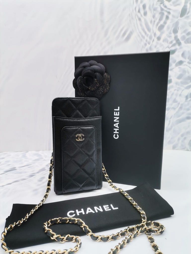 Chanel Zip Around Phone Case with Chain Quilted Caviar at 1stDibs  chanel  quilted phone case, phone case with chain chanel, chanel chain phone case