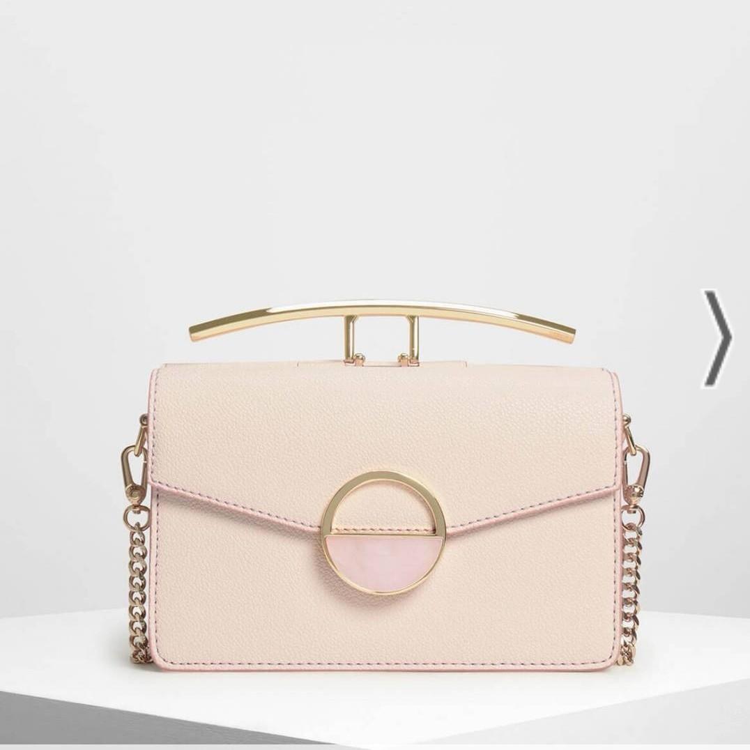 Charles and keith Pink Stone Embellished Shoulder Bag