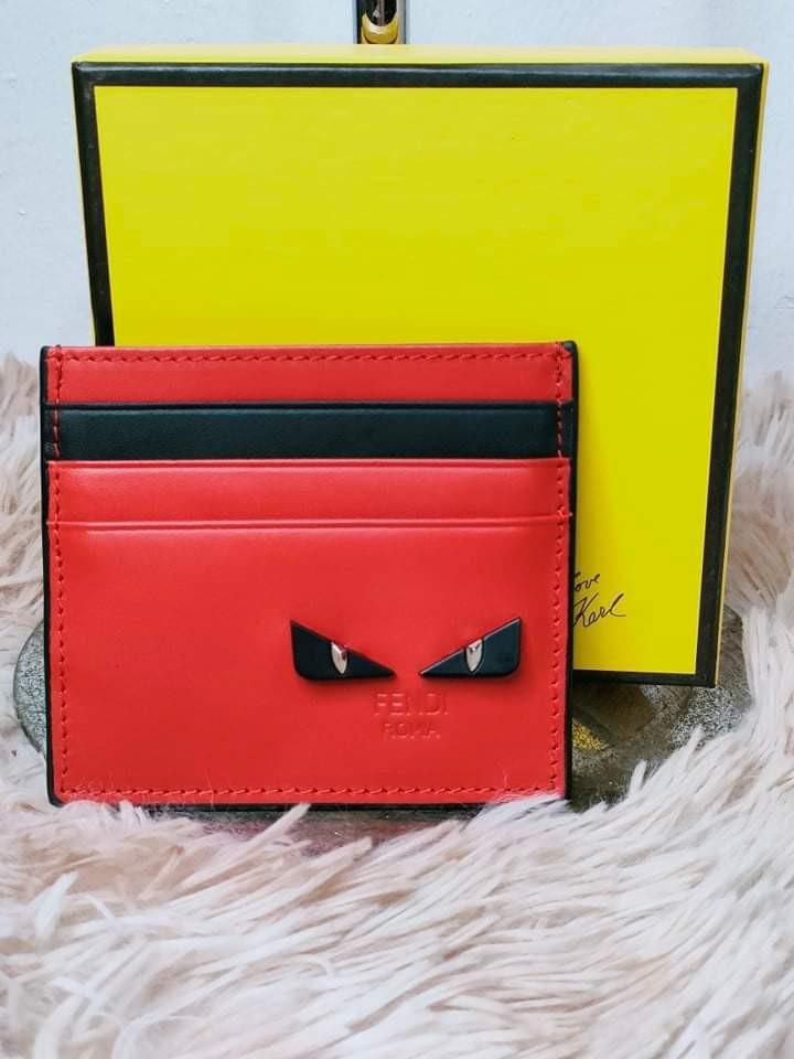 Fendi Fendi Monster Eyes See You Card Holder Red Wallet W/ RECEIPT