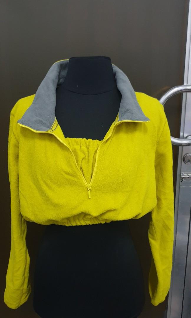 Crop top jacket yellow with inner, Women's Fashion, Coats, Jackets and