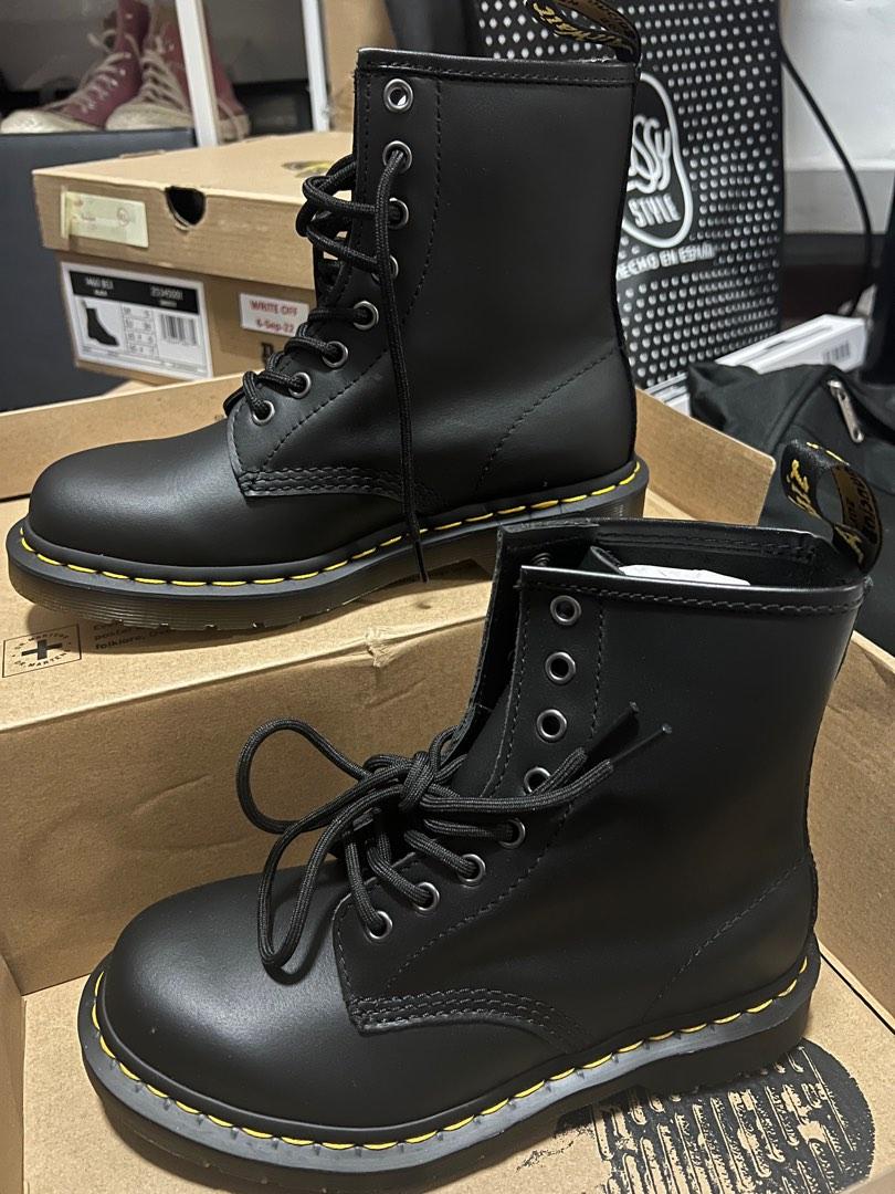 Dr Martens 1460 Black Nappa Women s Fashion Footwear Boots on