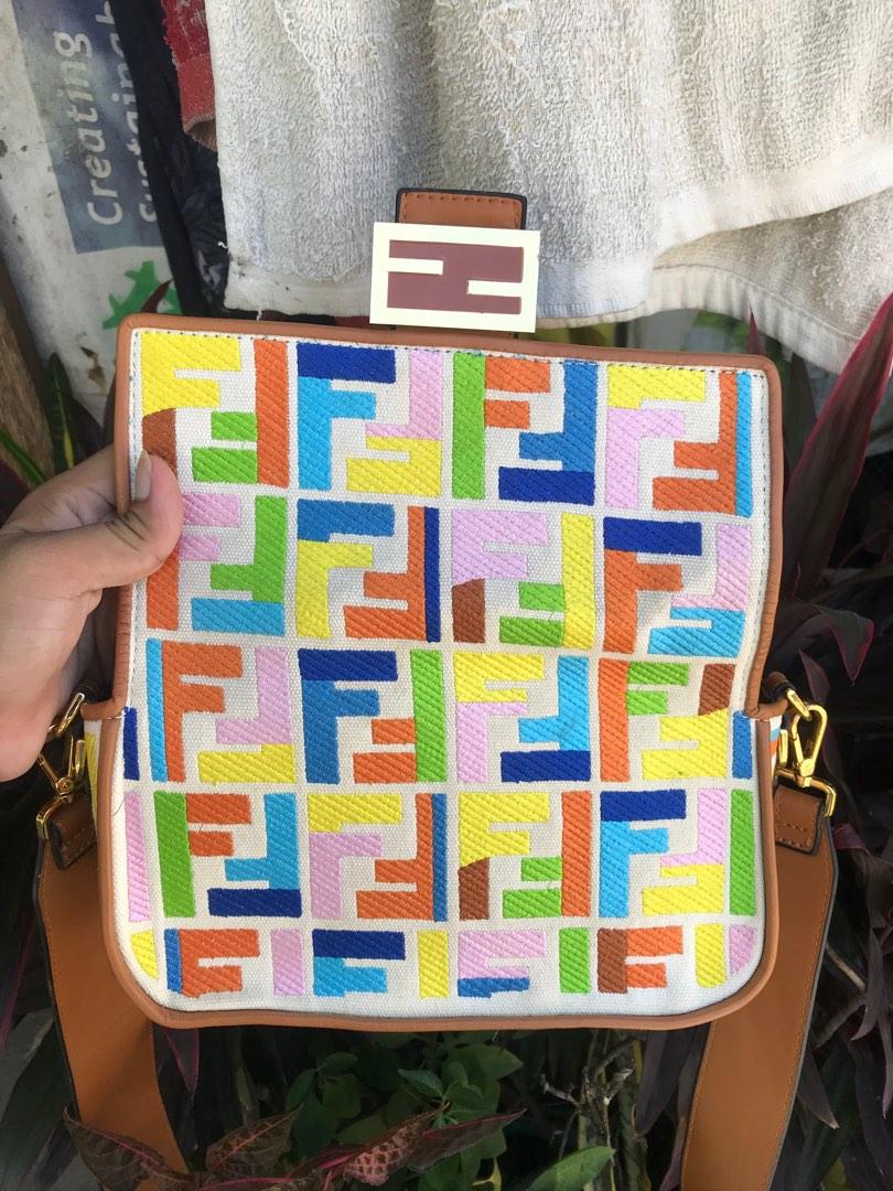 💯% Authentic Fendi Baguette Multicolor Canvas Bag, Luxury, Bags & Wallets  on Carousell