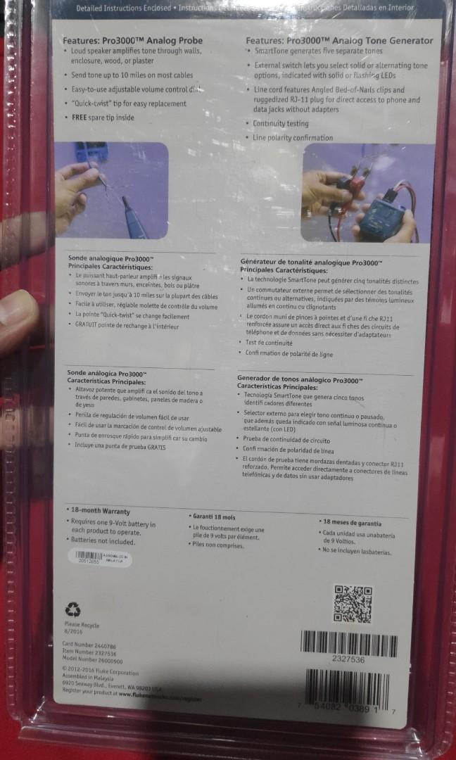 Fluke pro 3000 tone and probe kit computers tech parts