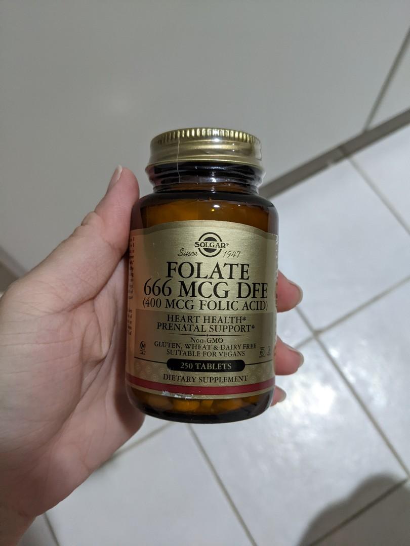 Folate, 400 mcg, 250 Tablets (Solgar), Health & Nutrition, Health ...