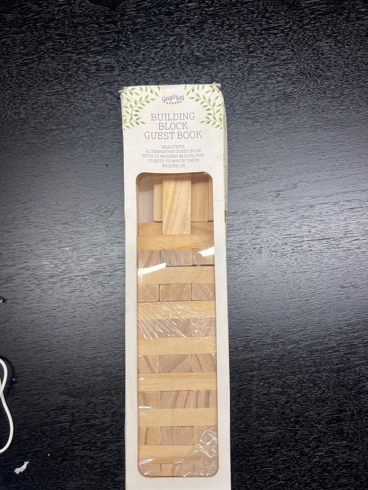 Ginger Ray wooden building block guest book jenga style, Hobbies & Toys