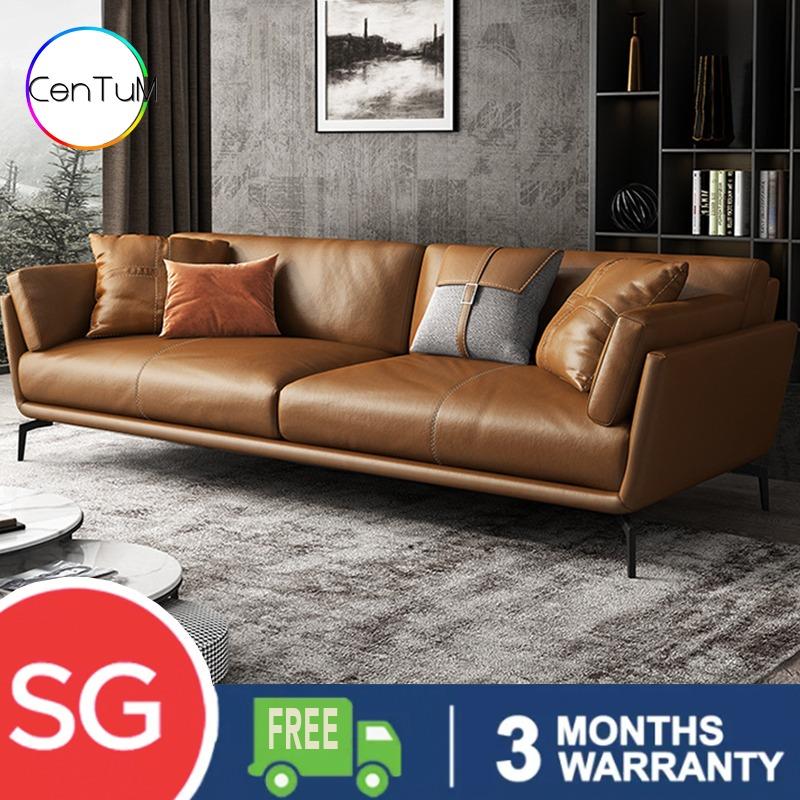 Faux Leather Sofa with Ottoman Single Seater Two Seater Three