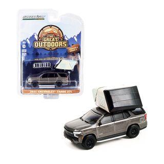 Greenlight 1/64 Scale 2021 Chevy Tahoe Z71 with Modern Rooftop Tent The Great Outdoors Die-cast Car
