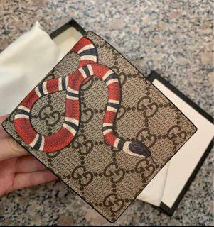 Gucci GG Supreme Kingsnake Card Holder Lanyard Coin Case w/Box