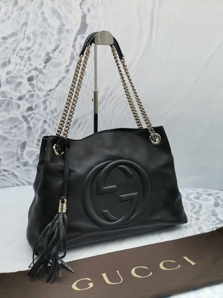 GUCCI SOHO PEBBLED LEATHER TOTE BAG Luxury Bags Wallets on