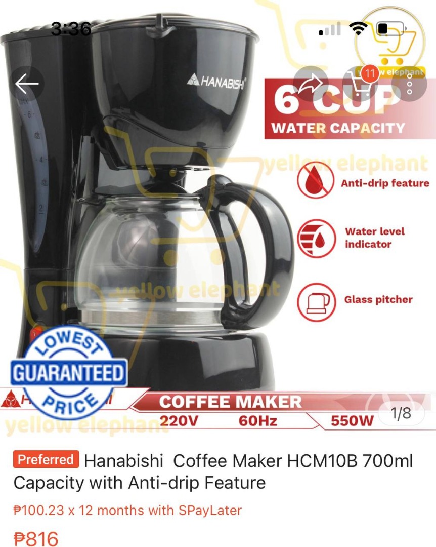Hanabishi Coffee Maker, TV & Home Appliances, Kitchen Appliances
