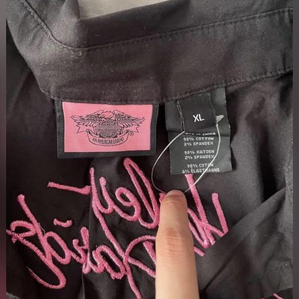 Harley Davidson zip up garage shirt / collared top, Women's Fashion