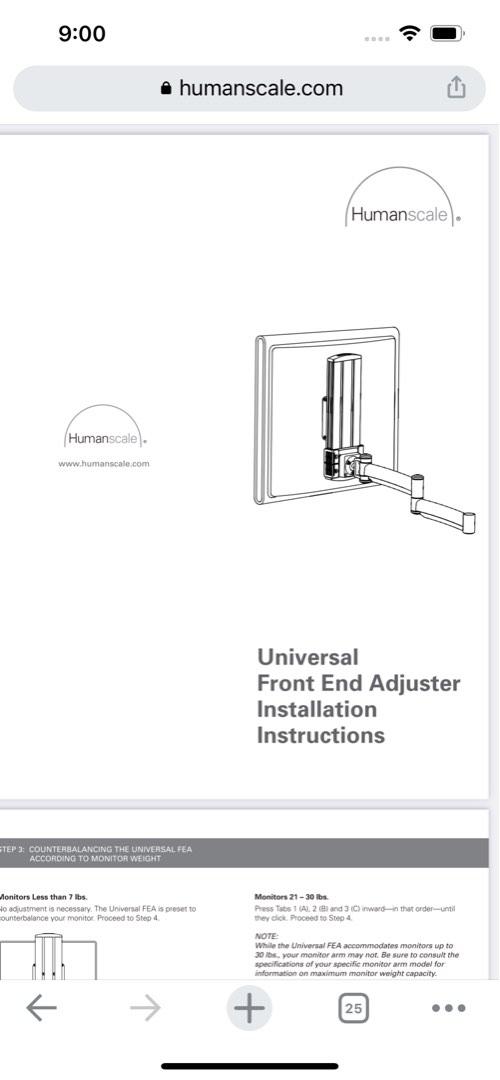 Humanscale Universal Front End Adjuster, Computers & Tech, Parts