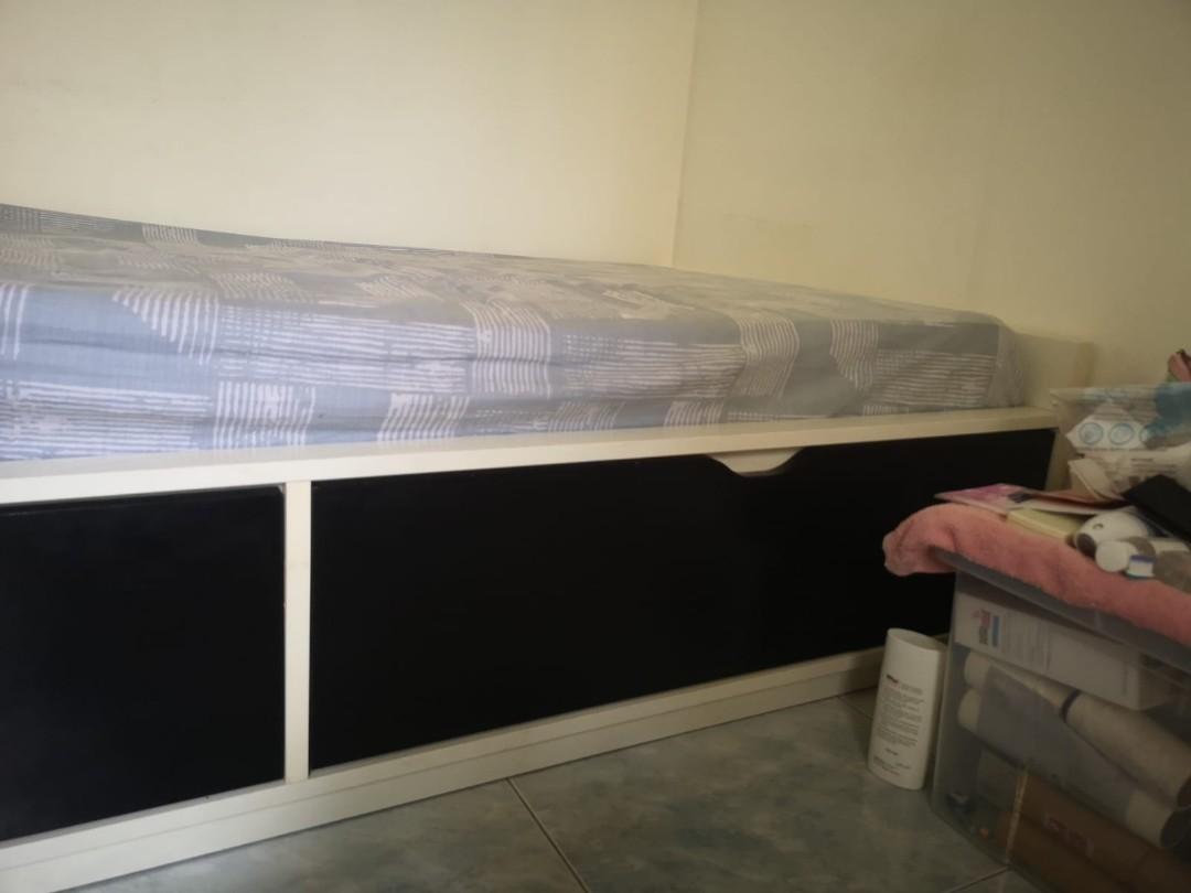 IKEA Flaxa Single Bed Frame with 2 Storages and slatted bed base