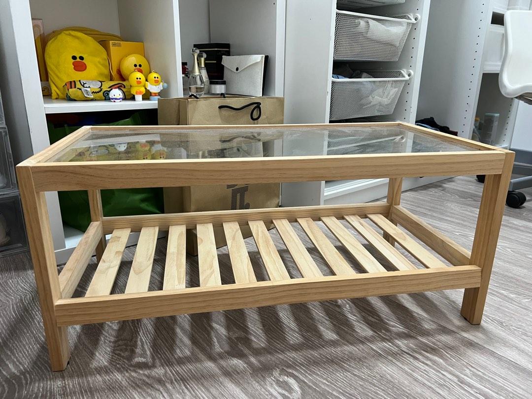 INS Style Wooden Glass TV Consoles Bed Side Table, Furniture & Home
