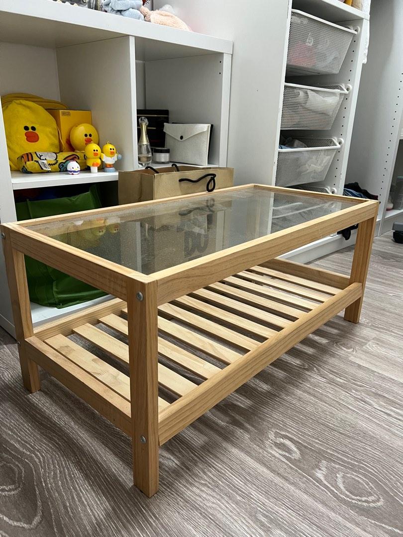 INS Style Wooden Glass TV Consoles Bed Side Table, Furniture & Home