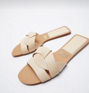 LF: Zara Flat Criss-Cross Leather Slider Sandals